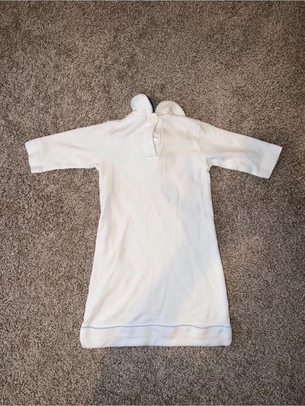 Little English White Baby Gown with Yellow Duck Embroidery